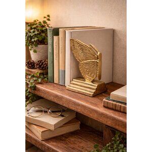 New Metal Gold Butterfly Bug Office Modern Bookend Figure Room Decor